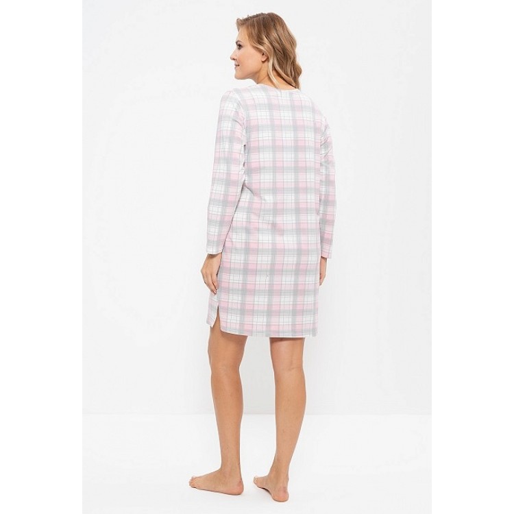 Хлопковое домашнее платье 891-pink/white, Cleo