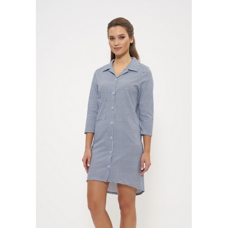 Женский хлопковый халат-рубашка 895-клетка, Cleo