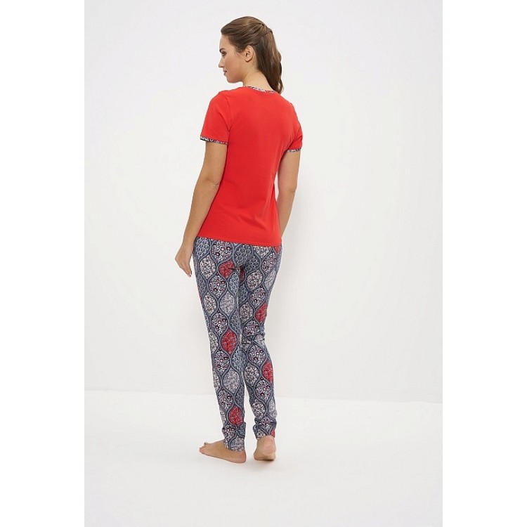 Женский комплект хлопковый футболка и брюки 900 red, Cleo