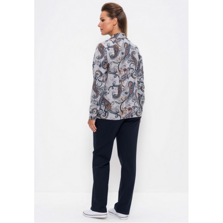 Женский костюм из хлопка с брюками 905-gray/cucumber, Cleo