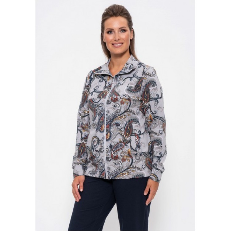 Женский костюм из хлопка с брюками 905-gray/cucumber, Cleo