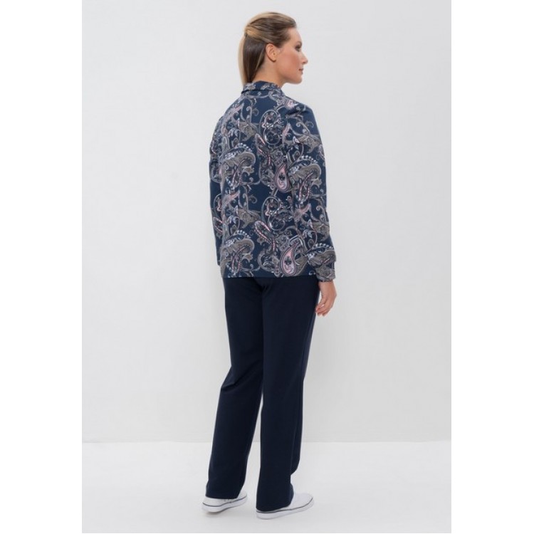 Женский костюм из хлопка с брюками 905-blue/cucumber, Cleo