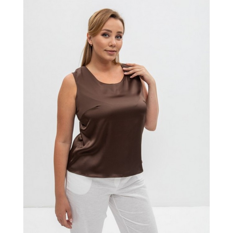 Топ атласный женский 94 brown, Cleo
