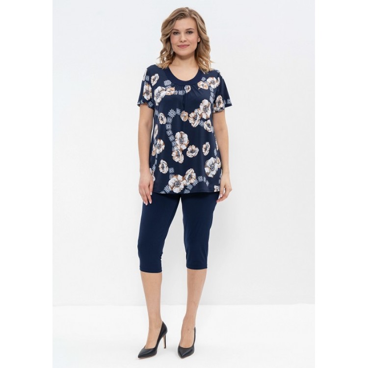 Женский комплект из вискозы с бриджами 946-blue/beige, Cleo
