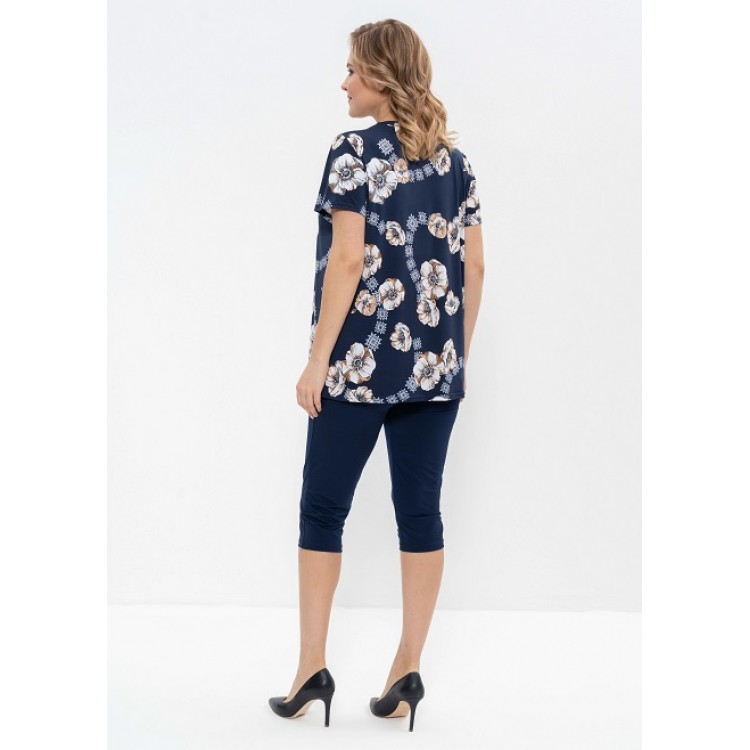Женский комплект из вискозы с бриджами 946-blue/beige, Cleo