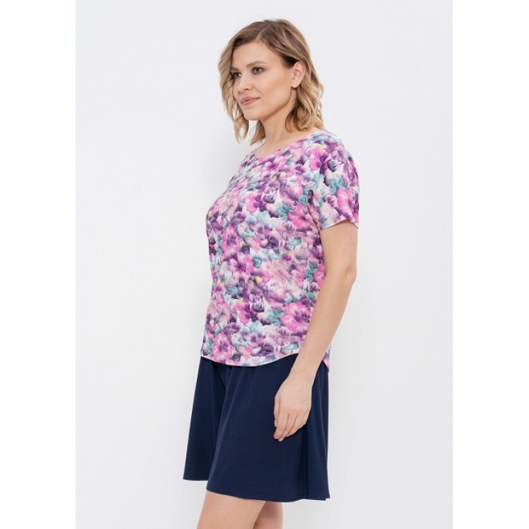 Женский комплект футболка+шорты 953-lilac/blue, Cleo