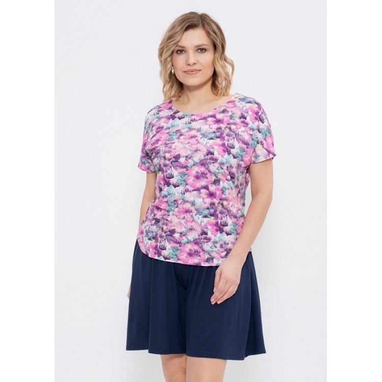 Женский комплект футболка+шорты 953-lilac/blue, Cleo