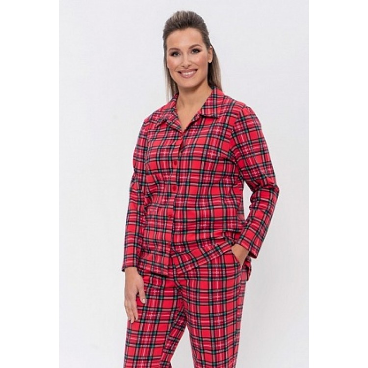 Женская хлопковая пижама с брюками 959-red/green, Cleo