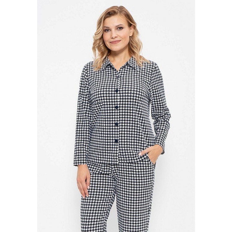 Женская хлопковая пижама с брюками 959-black/white, Cleo
