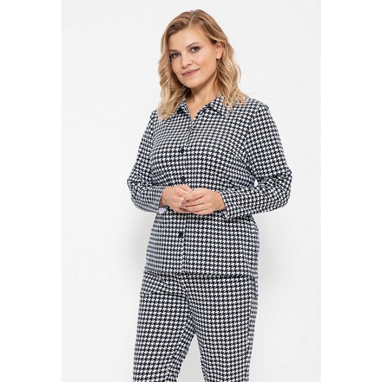 Женская хлопковая пижама с брюками 959-black/white, Cleo