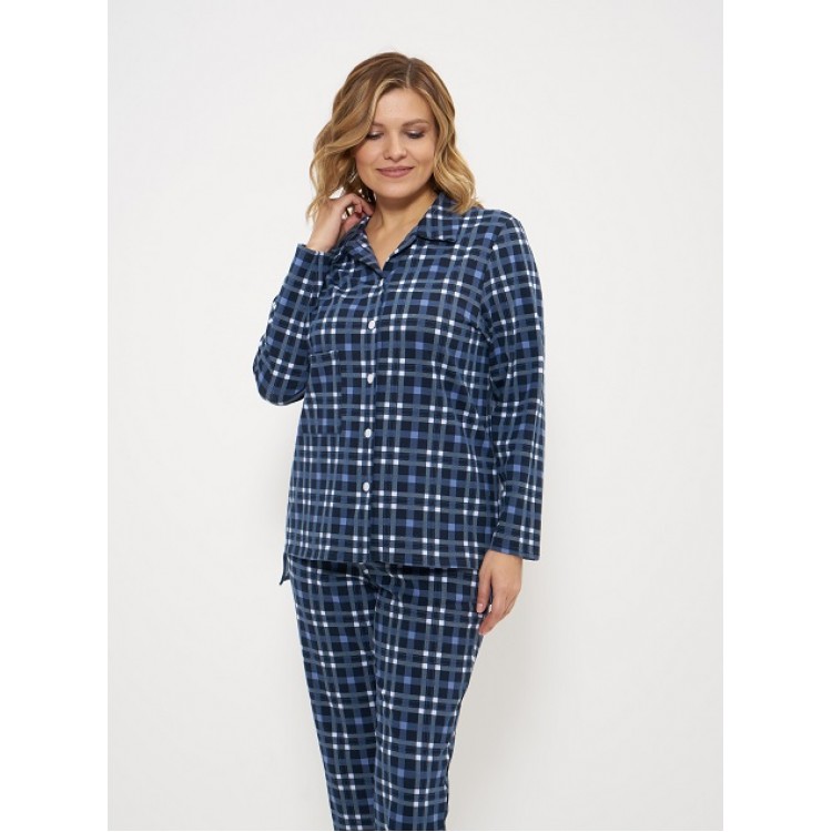 Женская хлопковая пижама с брюками 959-blue/white, Cleo