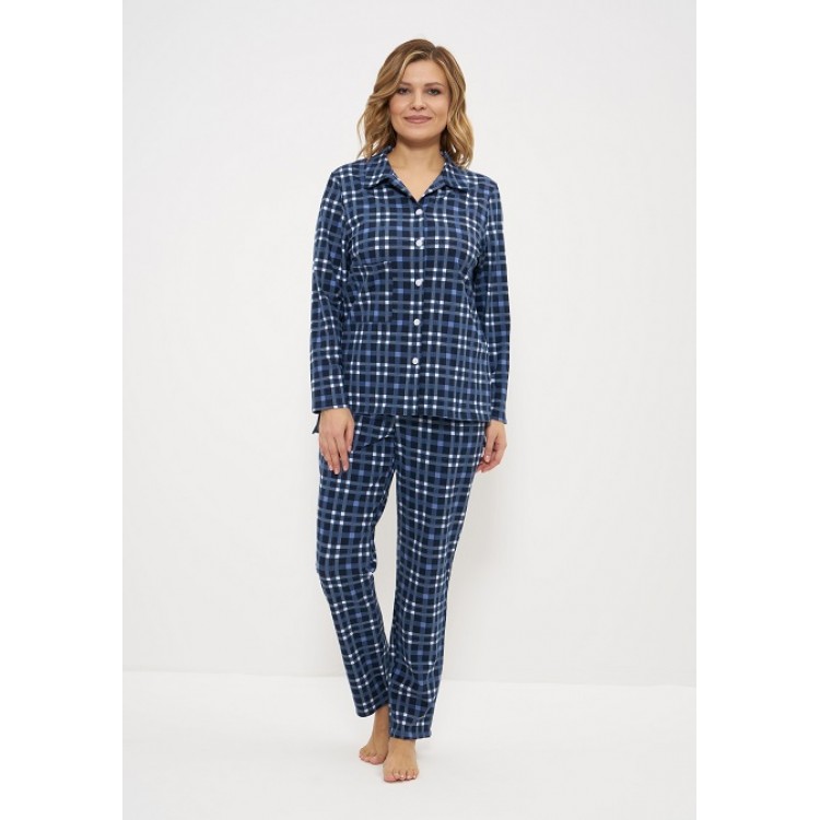 Женская хлопковая пижама с брюками 959-blue/white, Cleo