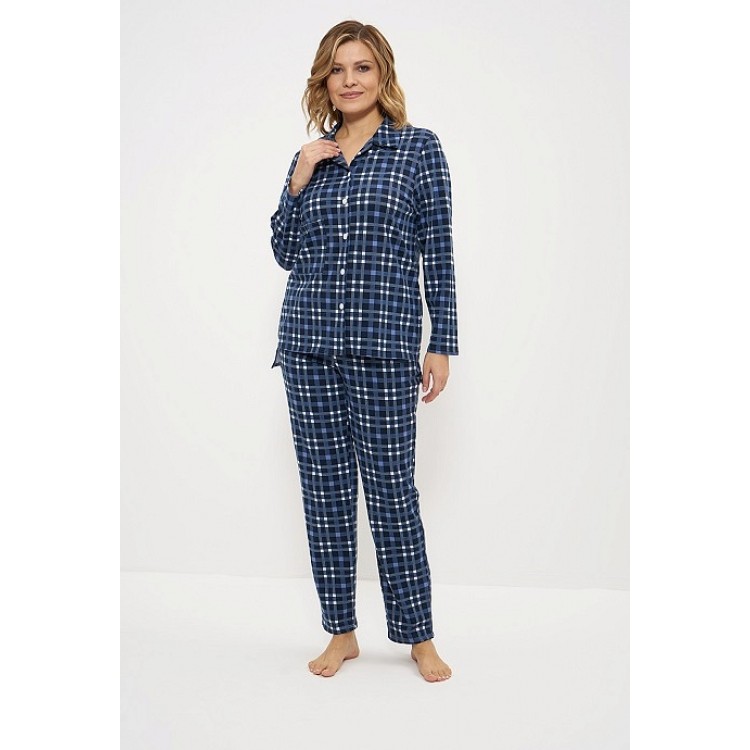 Женская хлопковая пижама с брюками 959-blue/white, Cleo