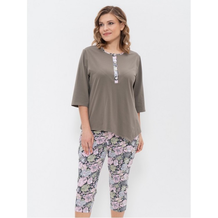 Женский домашний комплект с бриджами 963-khaki, Cleo