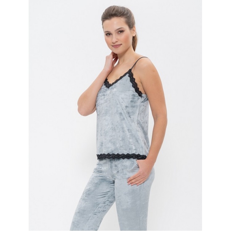 Женская велюровая пижама с брюками 965 gray, Cleo