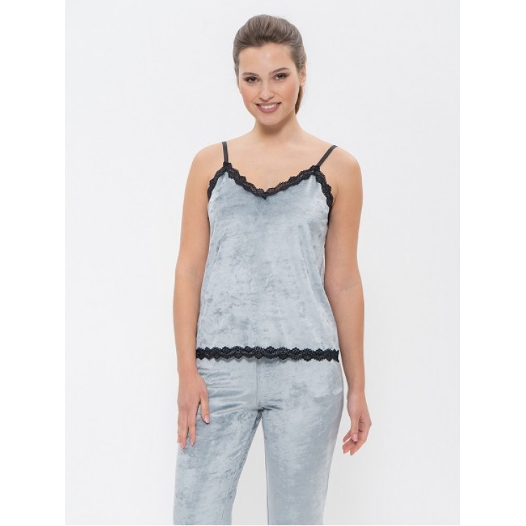 Женская велюровая пижама с брюками 965 gray, Cleo