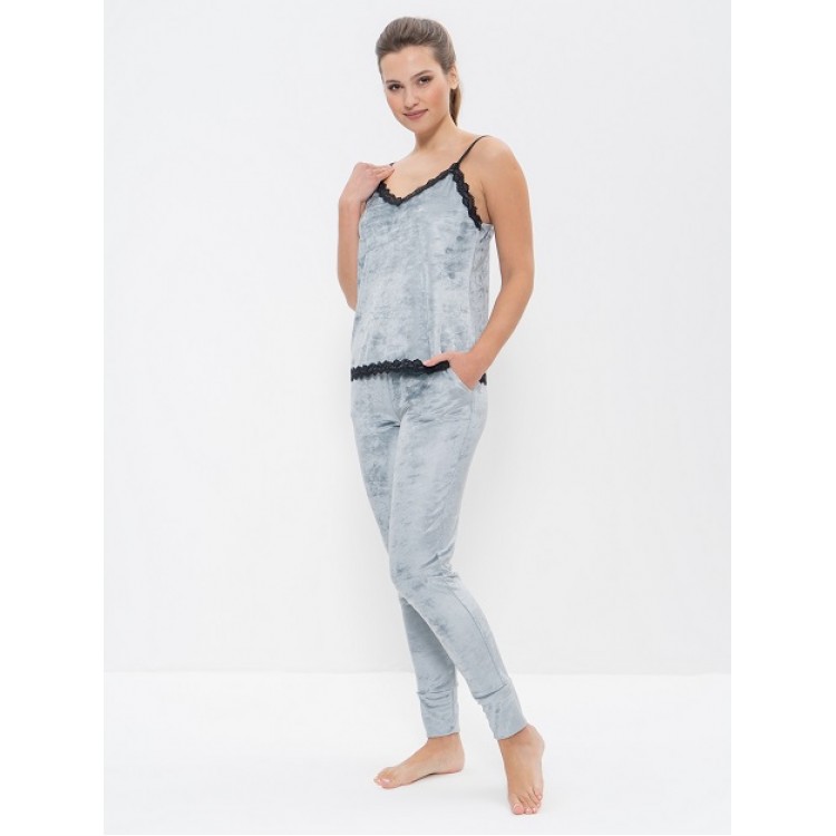 Женская велюровая пижама с брюками 965 gray, Cleo