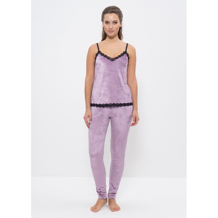 Женская велюровая пижама с брюками 965 lilac, Cleo