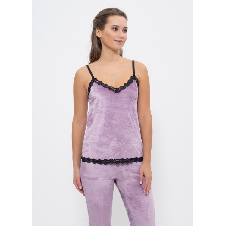 Женская велюровая пижама с брюками 965 lilac, Cleo