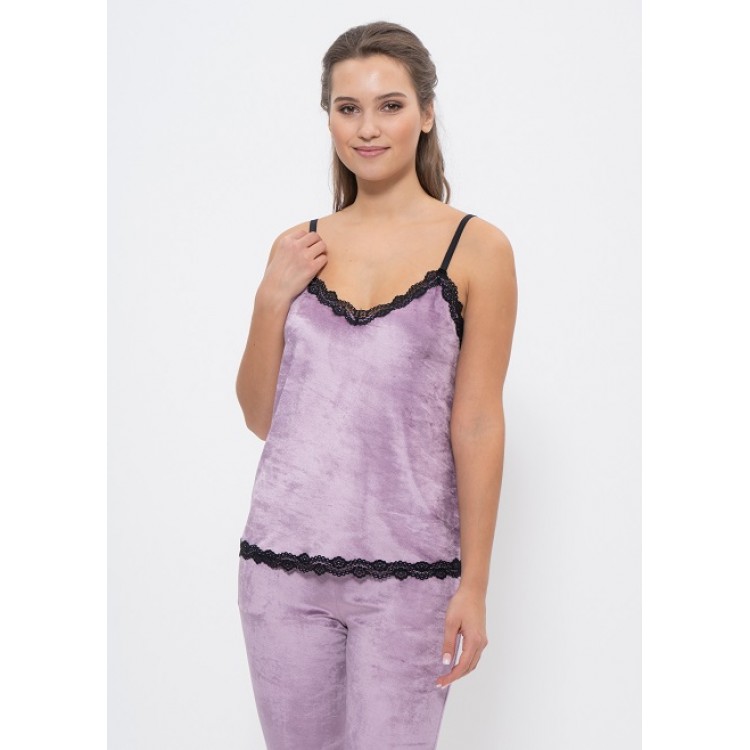 Женская велюровая пижама с брюками 965 lilac, Cleo
