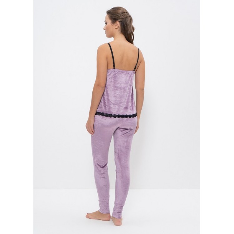 Женская велюровая пижама с брюками 965 lilac, Cleo