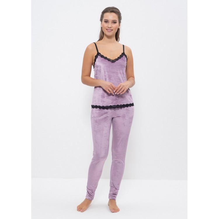 Женская велюровая пижама с брюками 965 lilac, Cleo