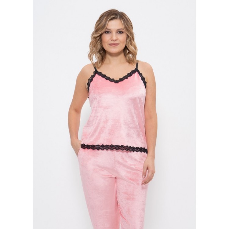 Женская велюровая пижама с брюками 965 pink, Cleo