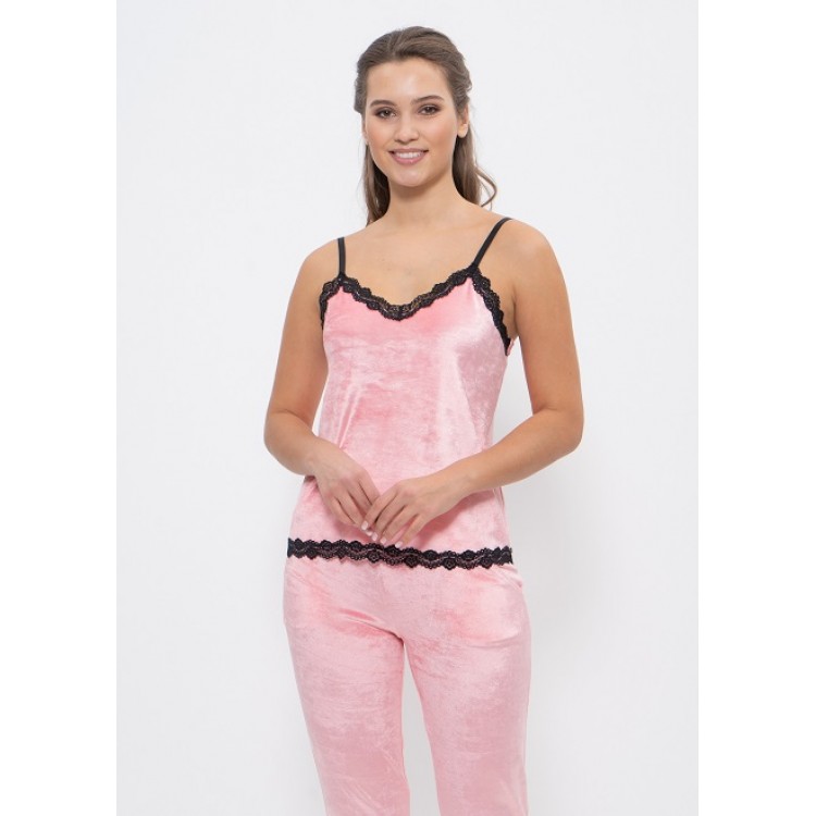 Женская велюровая пижама с брюками 965 pink, Cleo