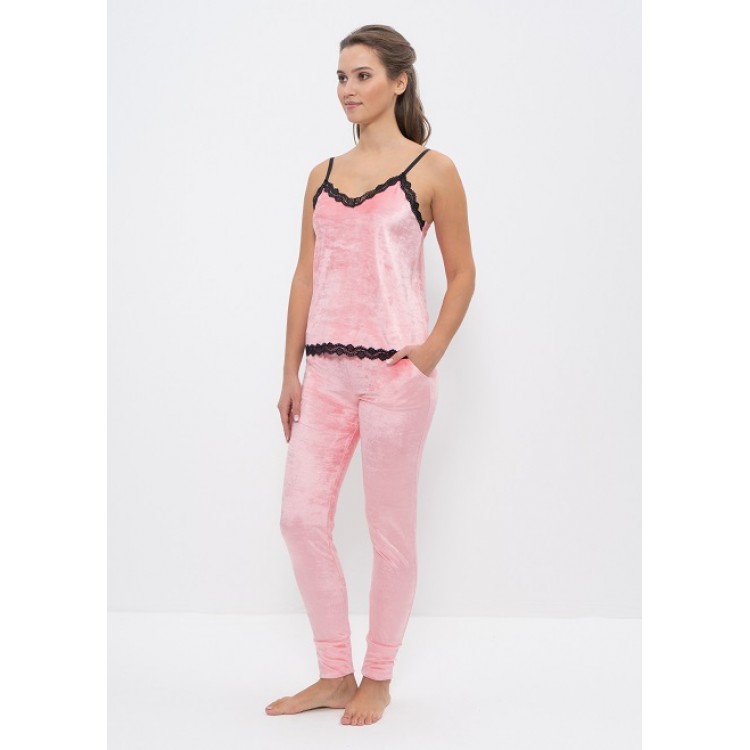 Женская велюровая пижама с брюками 965 pink, Cleo