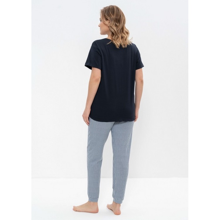 Хлопковый домашний комплект с брюками 972-blue, Cleo