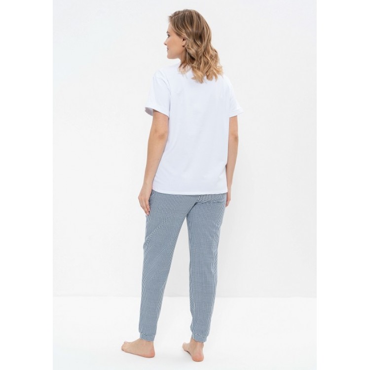 Хлопковый домашний комплект с брюками 972-white, Cleo
