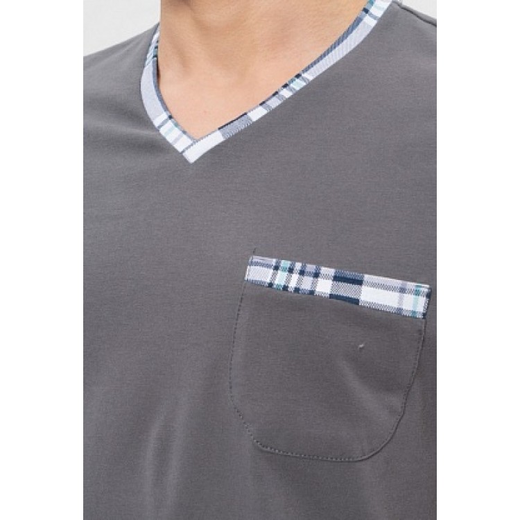 Мужская хлопковая пижама с шортами 976-gray/blue, Cleo