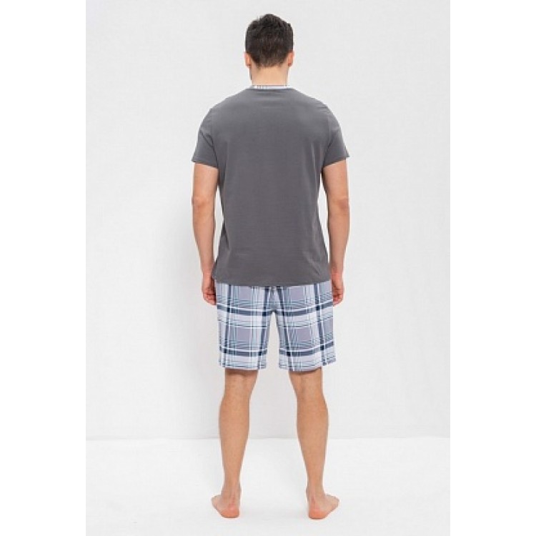 Мужская хлопковая пижама с шортами 976-gray/blue, Cleo