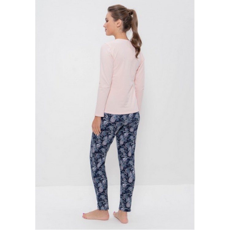 Хлопковая женская пижама с брюками 985 blue/pink, Cleo