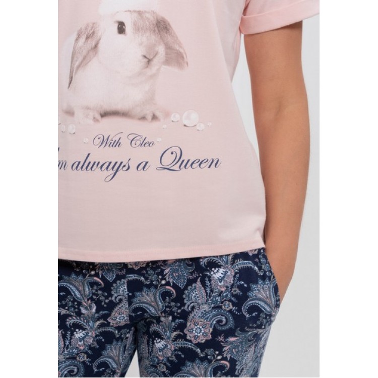 Хлопковая женская пижама с брюками 986 blue/pink, Cleo Хлопковая женская пижама с брюками 986 blue/pink, Cleo