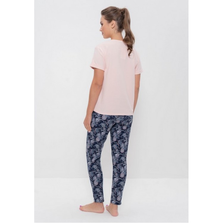 Хлопковая женская пижама с брюками 986 blue/pink, Cleo Хлопковая женская пижама с брюками 986 blue/pink, Cleo