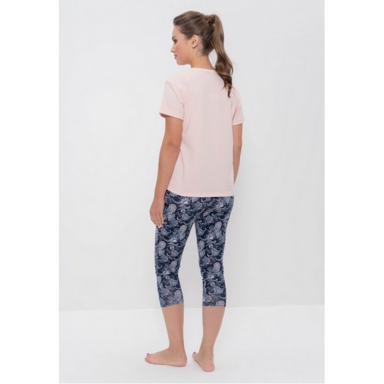 Хлопковая женская пижама с бриджами 987 blue/pink, Cleo