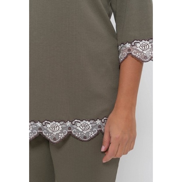 Женский домашний комплект с брюками 988-khaki, Cleo Женский домашний комплект с брюками 988-khaki, Cleo