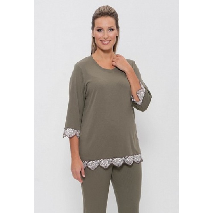 Женский домашний комплект с брюками 988-khaki, Cleo Женский домашний комплект с брюками 988-khaki, Cleo