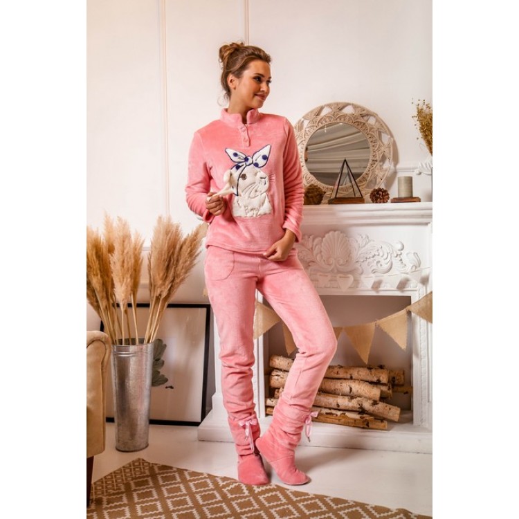 Женский домашний костюм из велсофт 992 - dark pink, Cleo