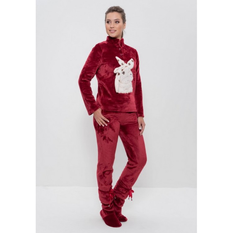 Женский домашний костюм из велсофт 992 - bordo, Cleo