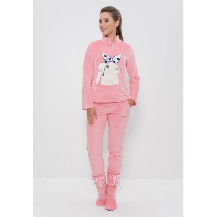 Женский домашний костюм из велсофт 992 - dark pink, Cleo