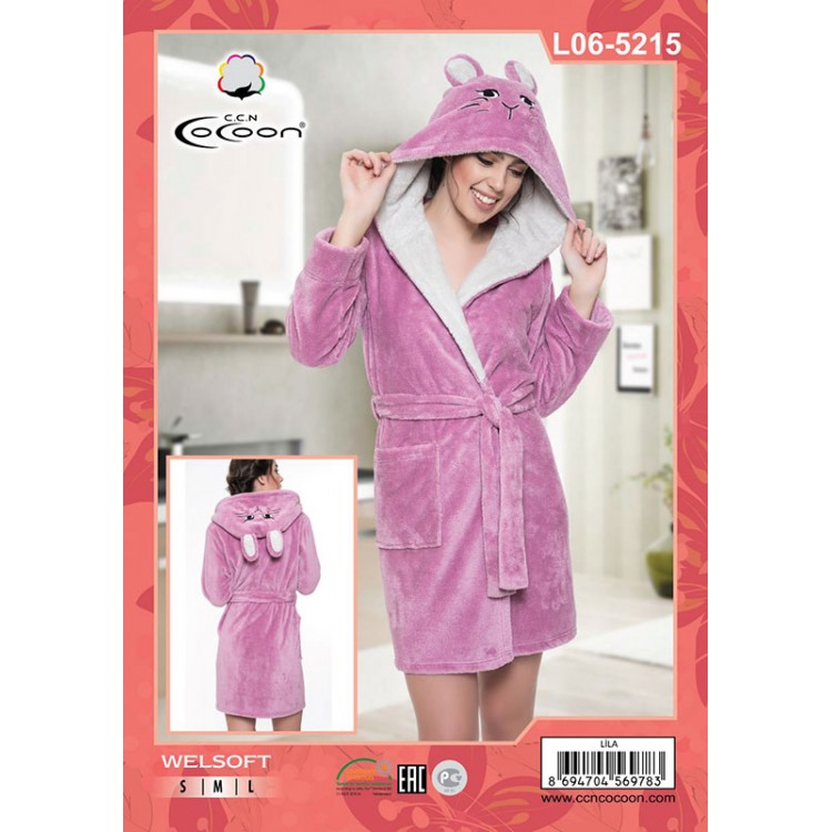 Домашний халат с ушками L06-5215 lilac, COCOON