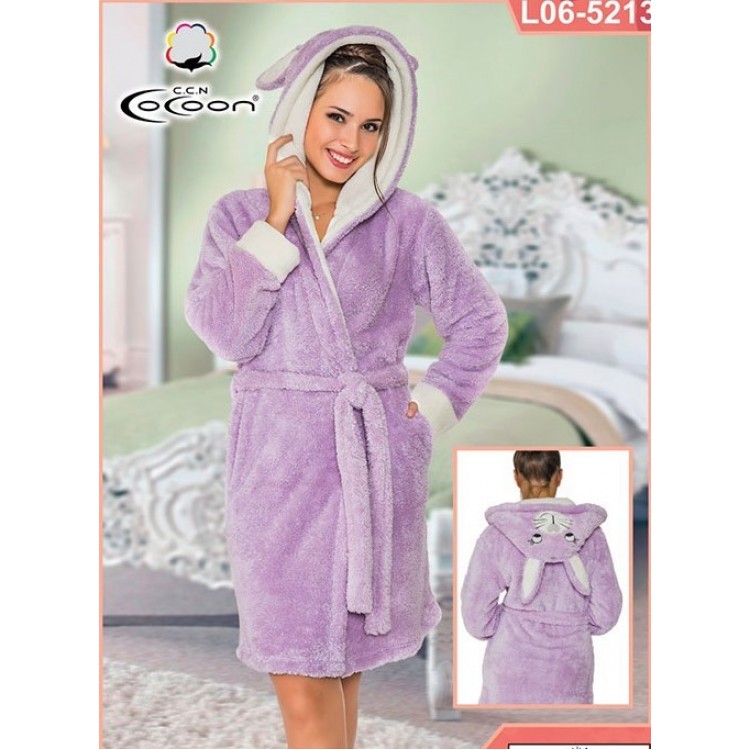 Домашний халат с ушками L06-5213 lilac, COCOON