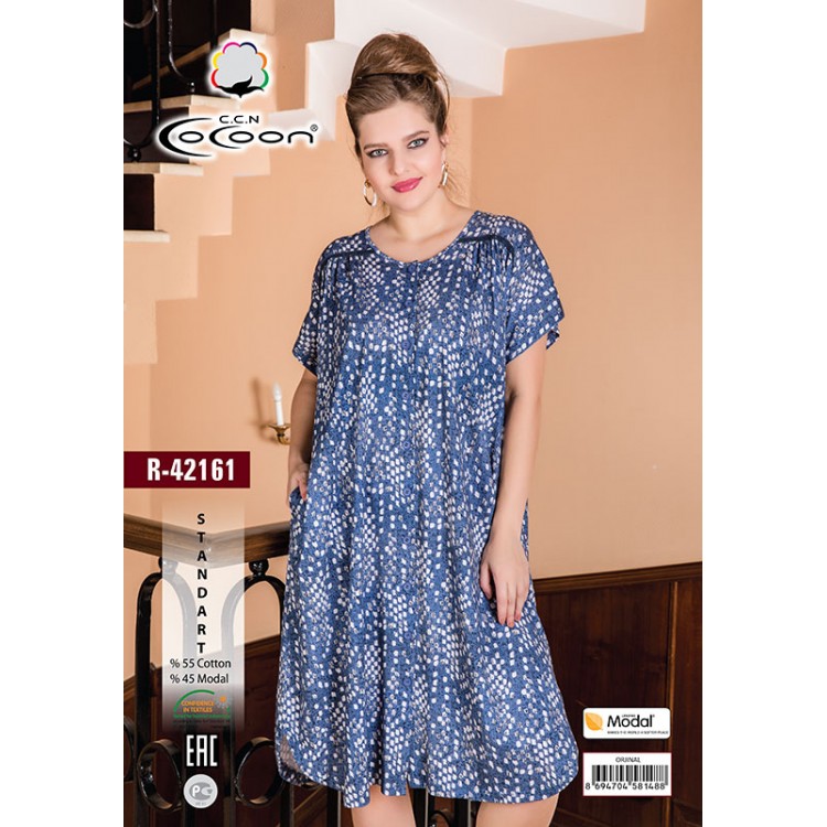 Длинный женский халат из хлопка R-42161, COCOON