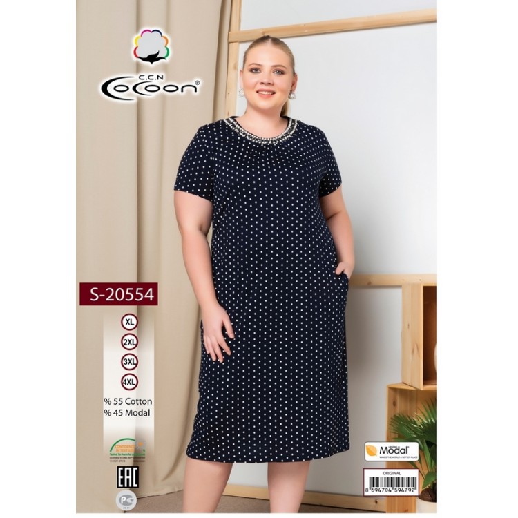 Длинное женское платье из вискозы S20554, COCOON