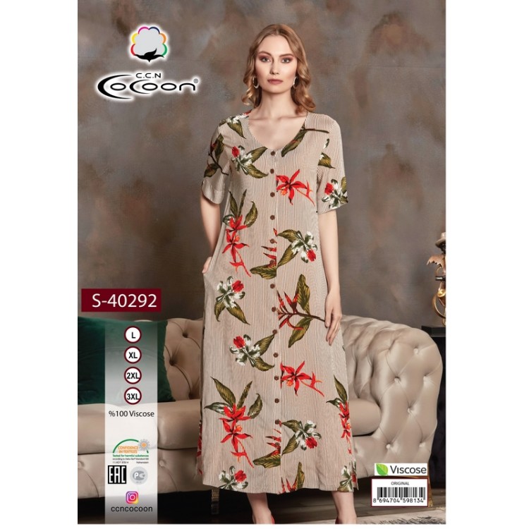 Халат длинный женский из вискозы S40292, COCOON