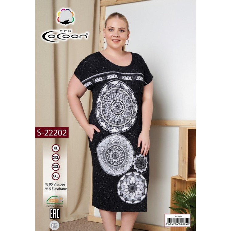 Длинное женское платье из вискозы S22202, COCOON