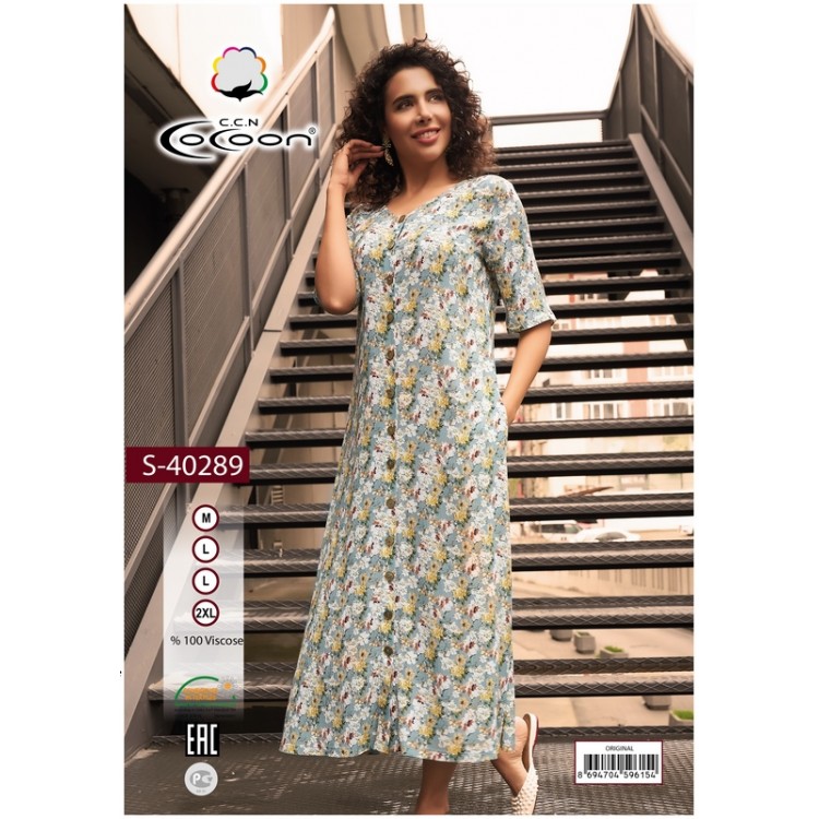 Халат длинный женский из вискозы S40289, COCOON
