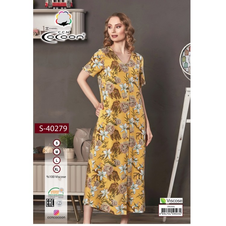 Халат длинный женский из вискозы S40279, COCOON